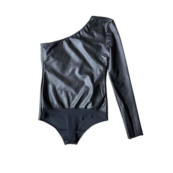 Commando Black Onesleeve Faux Leather Bodysuit - Picture 6 of 11